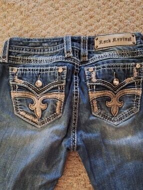 Rock Revival Blue Embellished Back Pocket Boot Cut Jeans